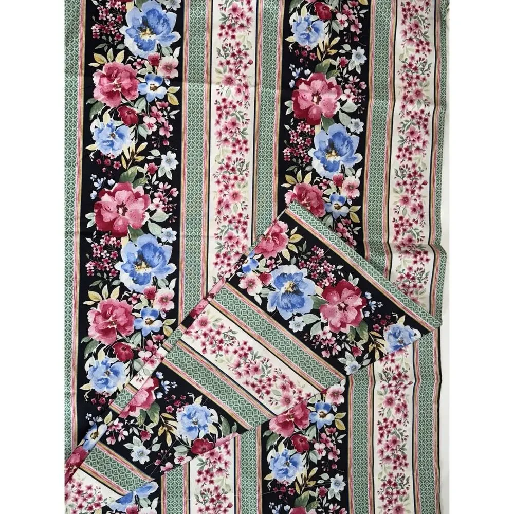 Vintage Pillow Cases (2) Floral Stripes Cottage Core Pink 32x20.5” Standard